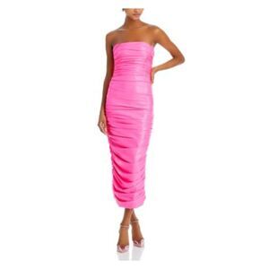 NWT SERGIO HUDSON Womens Pink Padded Cups Lined Sleeveless Midi Sheath Dress 6